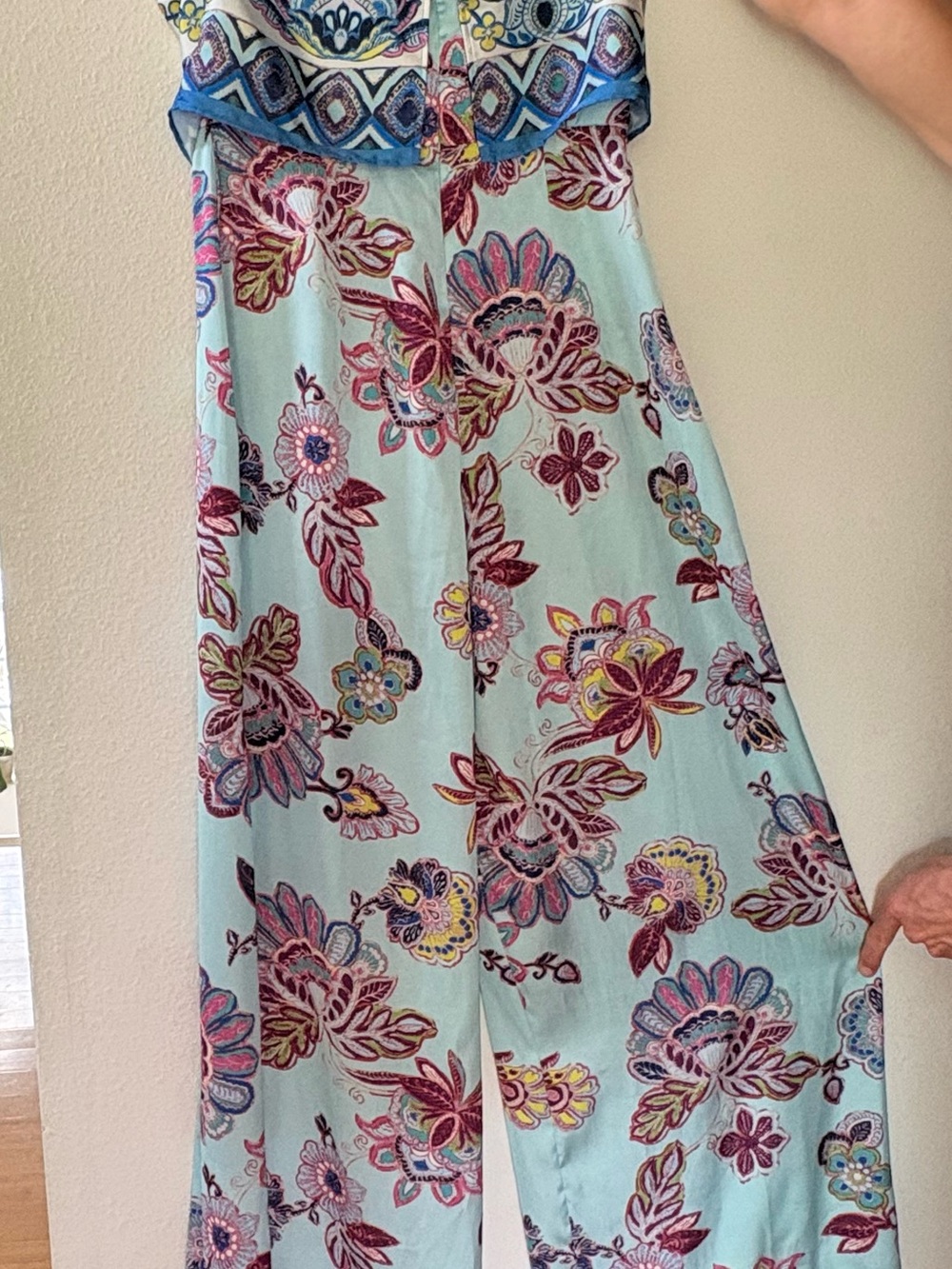 ZARA Light Blue Multicolor Paisley pantsuit